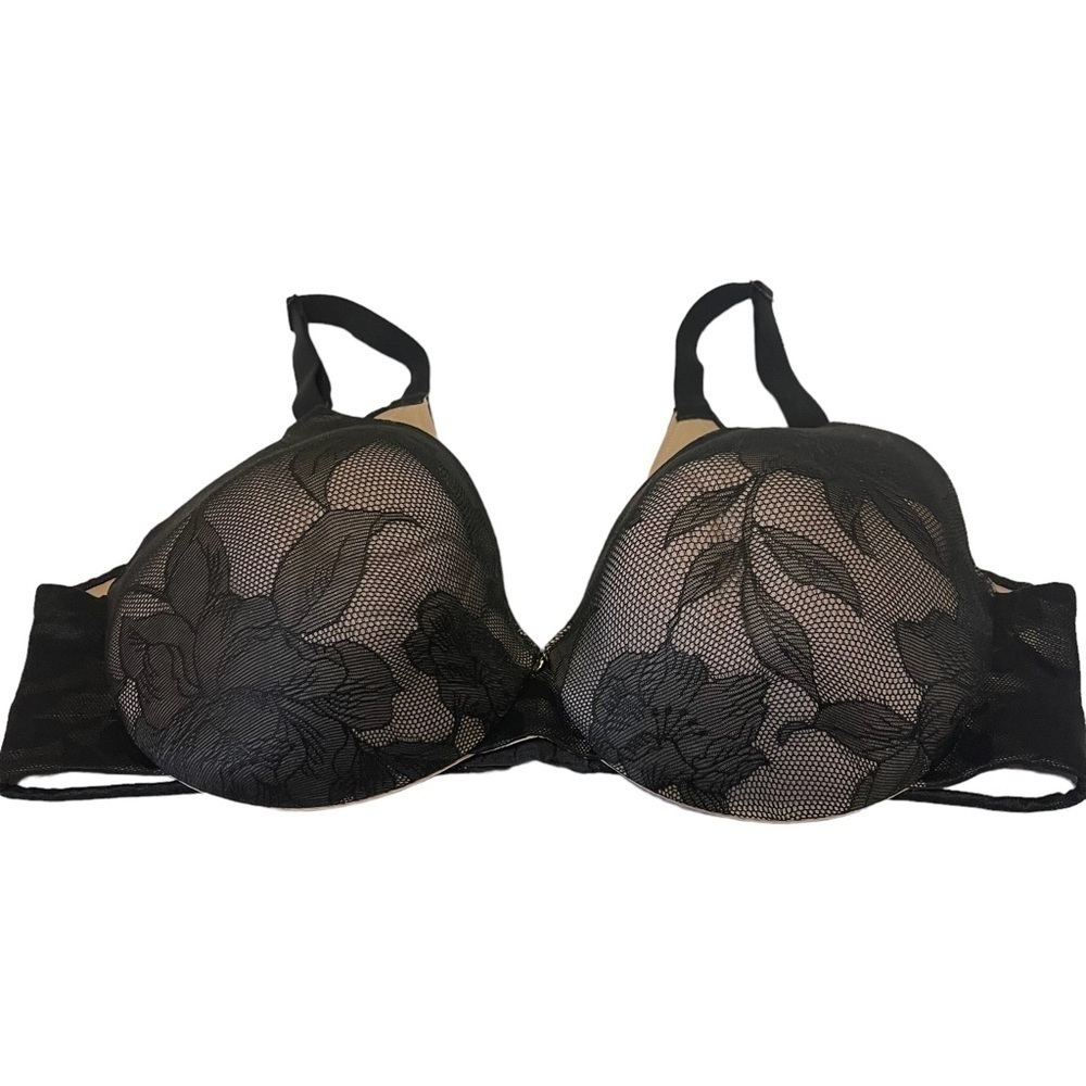 CACIQUE Lightly Lined Full Coverage Black Lace Bra